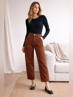 Everlane Utility Barrel Pants Rosewood High Waist Cropped Size 6